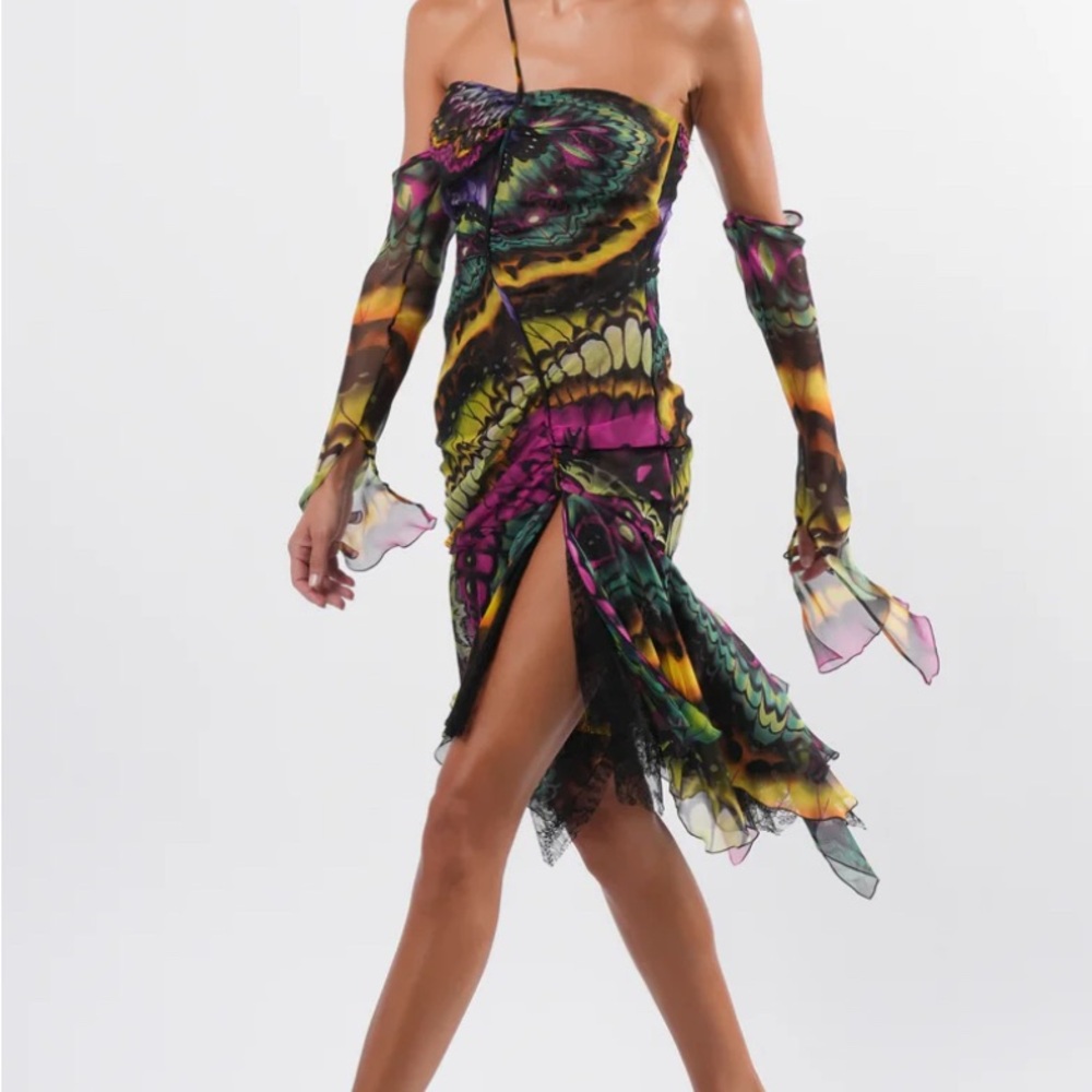 Versace fw 2003 butterfly print dress